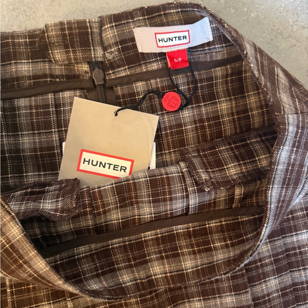NWT Hunter - Pleated Horsebit Miniskirt Small $89 Brown Plaid Mini Skirt - Picture 4 of 10